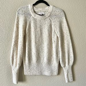 Cream & Gold Flecked High Cuff Sweater, Size XS